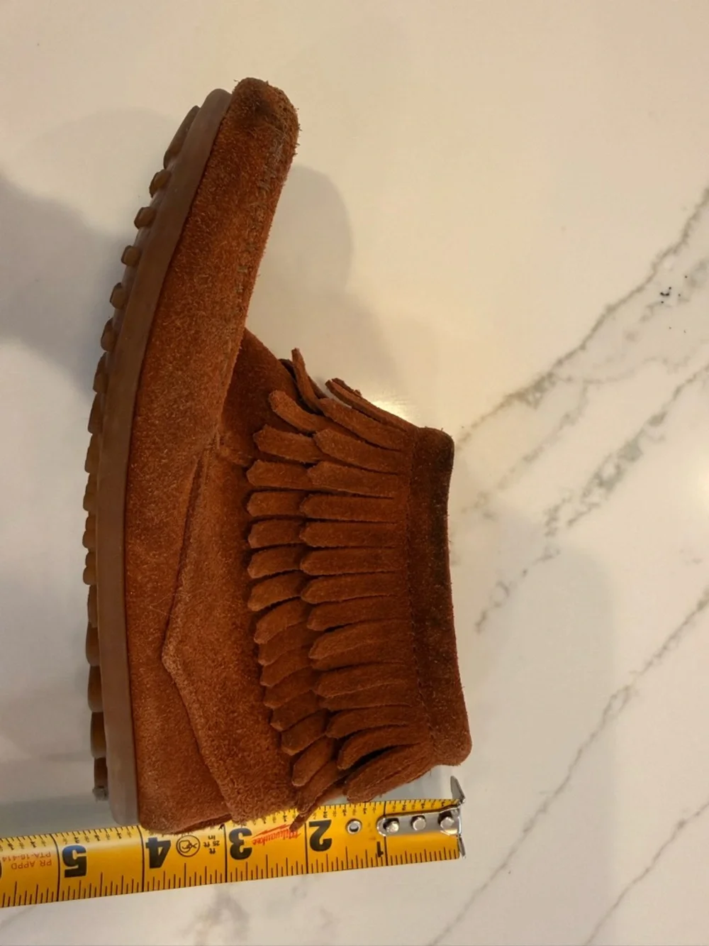 Kids Minnetonka Suede Fringe Ankle Boots - Brown size 13
